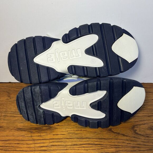 Maje W20 Urban Leather Sneakers Women 10.5 EU 41 Blue Yellow Trainer No Insoles - Picture 8 of 9